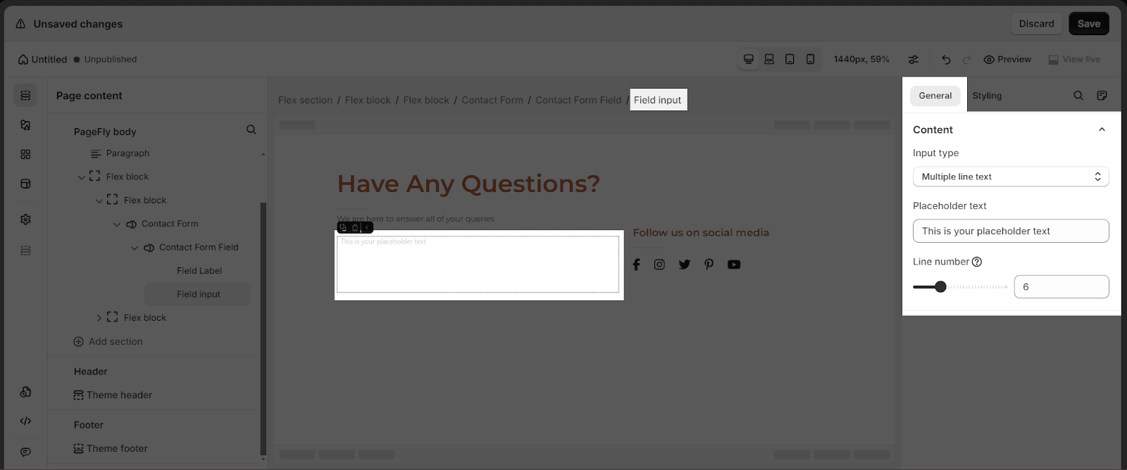 Multiple line text